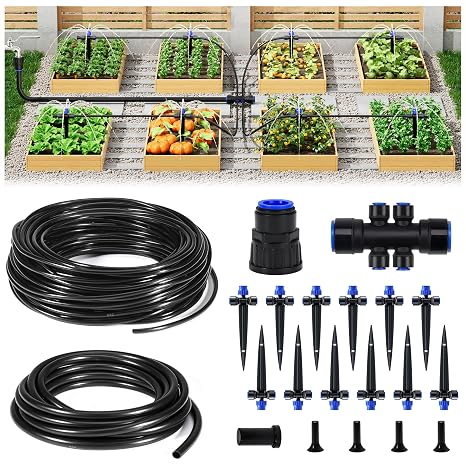 HIRALIY 50FT Drip Irrigation Kit, Garden Watering System