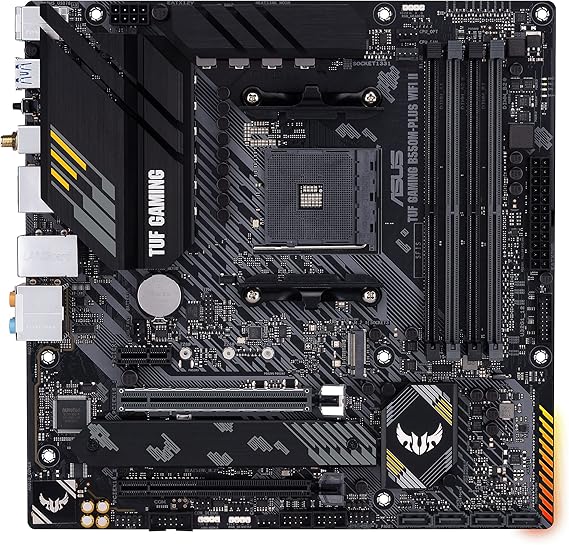 ASUS TUF Gaming B550M-Plus WiFi II Motherboard Ryzen AM4 Socket AMD B550 mATX PCIe 4.0 2 x M.2 WiFi 6 SATA 6Gbit/s Aura Sync