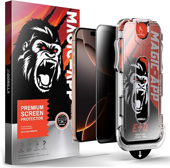Klasse X-Gorilla iPhone 15/16 Ghost Screen Protector | Privacy Filtered & 9H Unbreakable | Full Coating Dust-Free Application