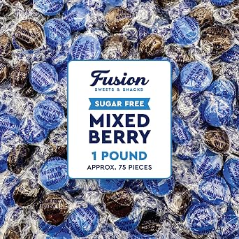 Sugar Free Mixed Berry Hard Candy 1 lb Bulk Bag, Individually Wrapped Keto & DiabeticFriendly LowCarb Zero Sugar Gourmet Flavored Discs - Blackberry & Raspberry Flavored Candies