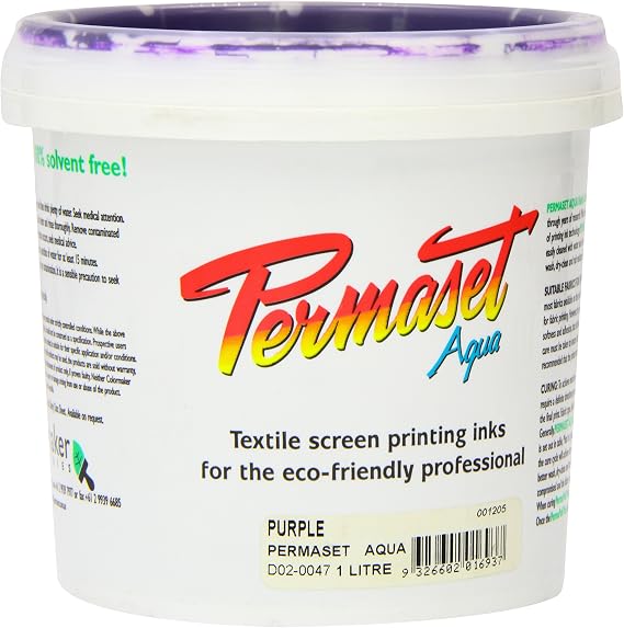 Permaset Aqua Standard 1 Litre Purple - Screen Printing Ink for Fabric - Ideal Screen Printing Kit for Home Office, Starter Kit, Fabric Paint, Screen Printer and Other Fabric Ink