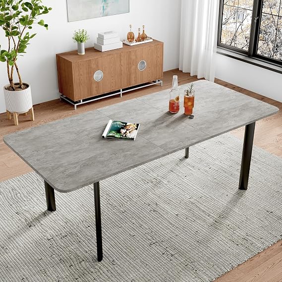 JIEXI Dining Table with 4-8 Chairs Set Extendable Dining Set Modern Stylish MDF Panels Dining Table for the Living Room (160-200 cm Grey Table)