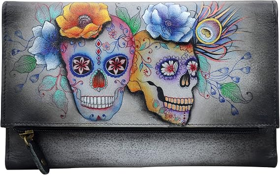 Anuschka Anuschka Handpainted Leather Three Fold Clutch-flamboyant Flmingos Wallet