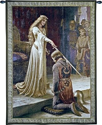 The Accolade by Edmund Blair Leighton | Woven Tapestry Wall Art Hanging | Medieval Romantic Renaissance Masterpiece | 100% Cotton USA Size 40x31