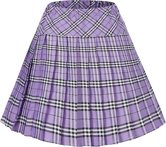 Urban CoCo Women's Elastic Waist Tartan Pleated School Skirt