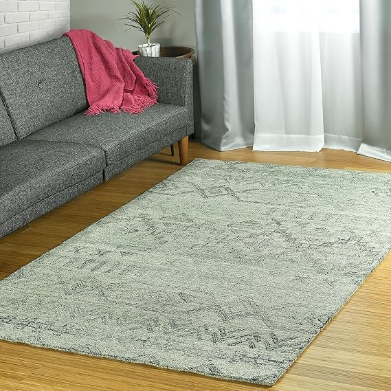 Kaleen 2' x 3' Wool Area Rug in Silver, Hand-Tufted Palladian Collection