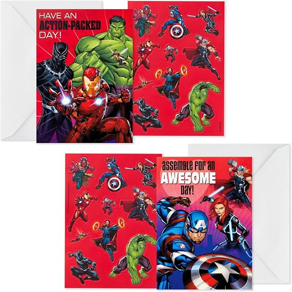 Hallmark Avengers Valentine's Day Cards with Stickers, Assorted 24-Pack