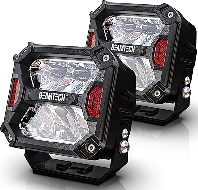 BEAMTECH LED Pods 4 Inch 120W 14400LM White Spot Beam Work Light Driving Off Road Lights for Truck SUV ATV UTV