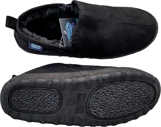 Men's Plantar Fasciitis Slippers with Arch Support & Full Length Orthotic Inserts. Comfortable & Supportive. Easy Slip On. BLACK.