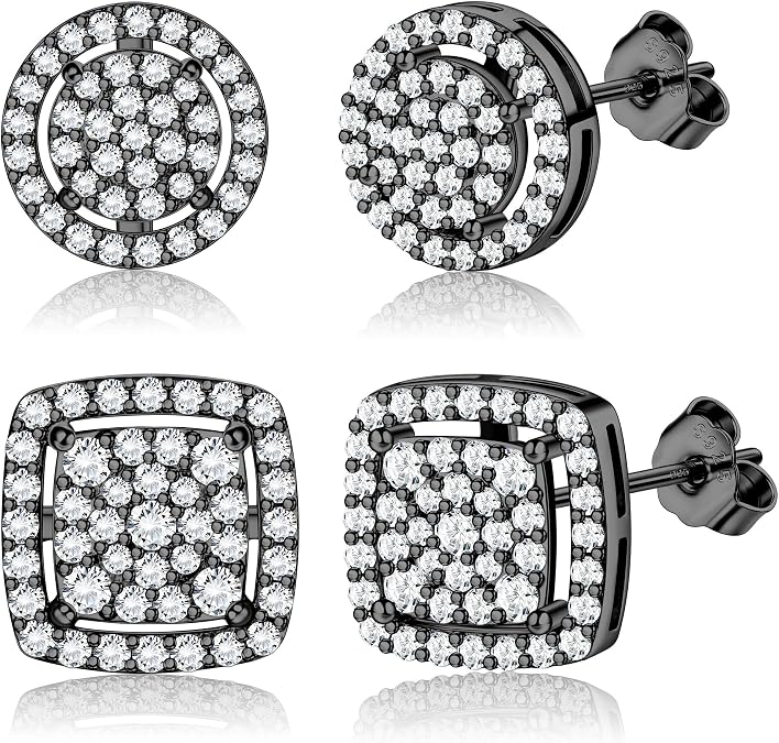 Sterling Silver Stud Earrings for Men Women Hypoallergenic Men's Earrings