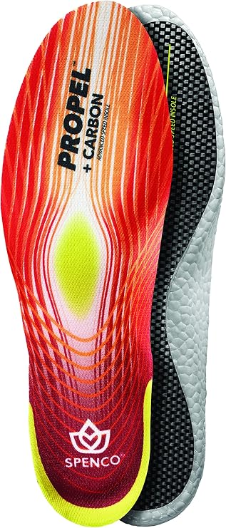 Spenco Propel + Carbon Performance Shoe Insoles for Women and Men, Men's 12-13.5/Women's 13-14.5 Red