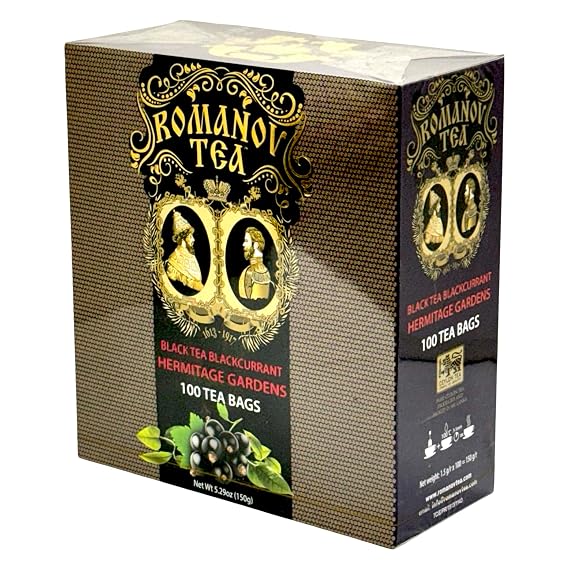 HERMITAGE GARDENS - 100% Pure Ceylon black tea with blackcurrant and lemon flavors. 100 tea bags
