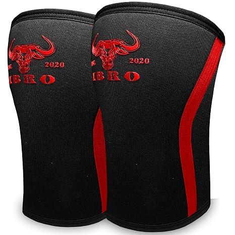 7MM Weightlifting Knee Sleeves (Pair), Compression Brace Men BlackRed M