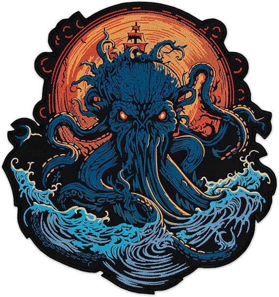 EMBROVERSE Kraken Large Back Patch, Embroidered Iron-On Nautical Ocean