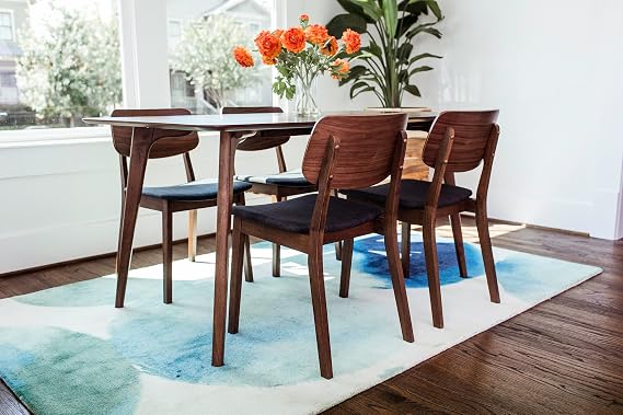 Edloe Finch Benton Mid-century Modern Dining Table Set for 4, Walnut