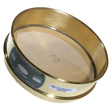Advantech Brass Brush Sieves, 8" Diameter, #70 Mesh, Full Height