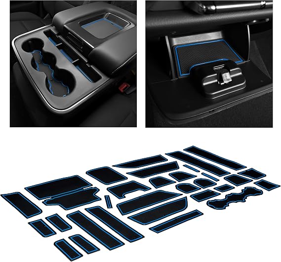 CupHolderHero for Chevy Silverado 2019-2022 20pc Cup Liner Set (Blue Trim)