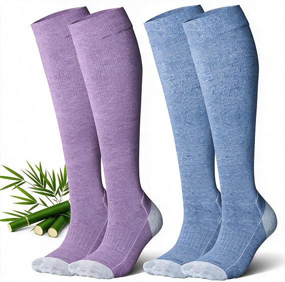 LEVSOX Thicker Bamboo Viscose Compression Socks 20-30 mmHg Cushioned