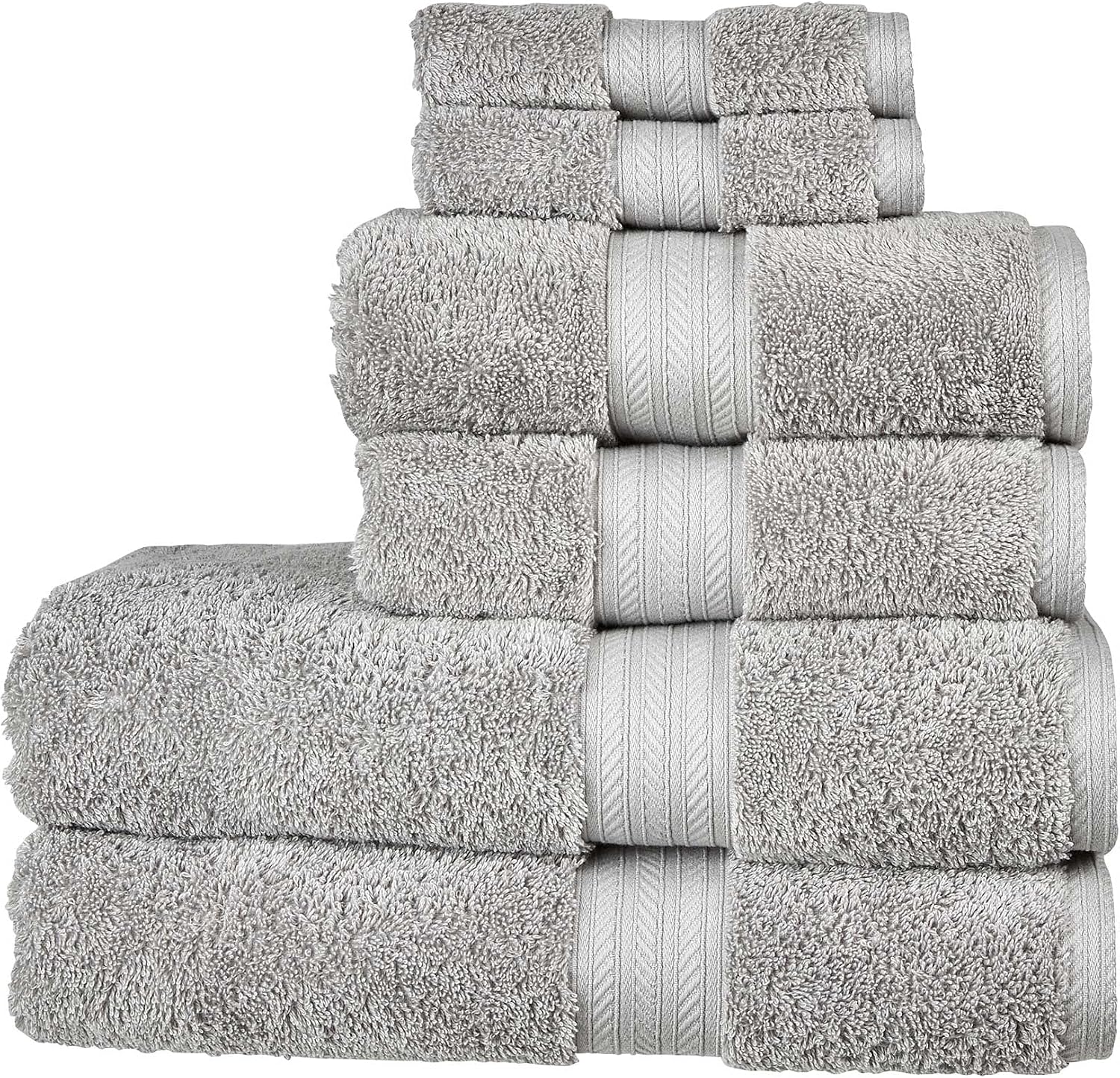 Christy Renaissance 6 Piece Towel Set | Dove Grey | 100% Egyptian Cotton | Luxuriously Soft and Super Absorbent | 675 GSM | 2 Bath Towels 2 Hand Towels 2 Face Cloths