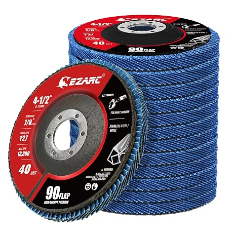 EZARC Zirconia Flap Discs 40 Grit, 4-1/2 x 7/8-Inch, Type 27, 12-Pack