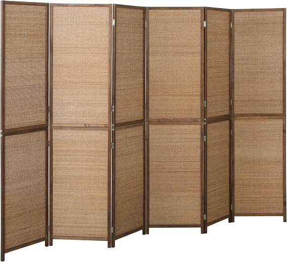 HOMCOM 6 FT Room Divider, 6 Panel Hand-Woven Bamboo Privacy Screen Brown
