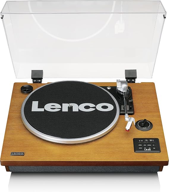 Lenco LS-55 pikap entegre hoparlörlü - Bluetooth alıcısı - MP3'ten doğrudan kodlama - 2 x 5 Watt RMS - USB girişi - AUX - kahverengi