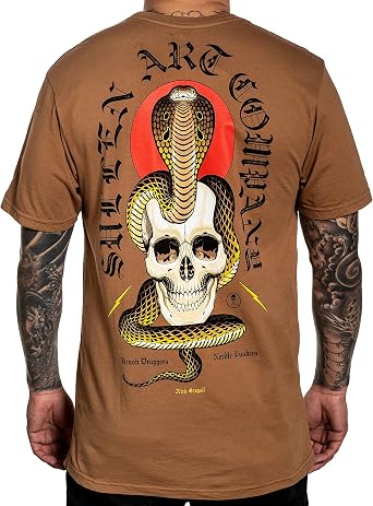Sullen King Cobra Short Sleeve Premium Vintage Tattoo Skull Graphic T-Shirt for Men