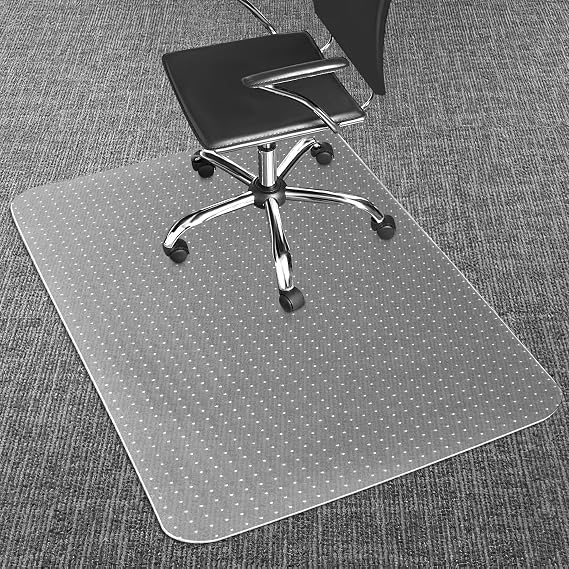 LeapYouth 90x120 cm Office Chair Mat for Carpets, Heavy Duty Computer Chair Mat for Low and Standard Pile Carpeted Floors, Non-slip PVC Floor Protectors for Home Office Chair, Easy Clean, BPA Free