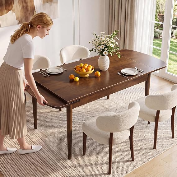 47"-70" Solid Wood Extendable Dining Tables for 4-8, Walnut