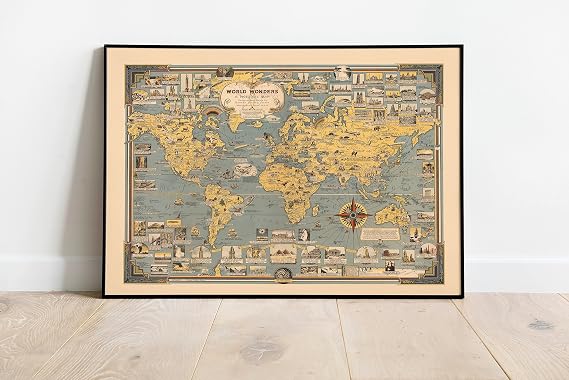 Pegziz Dünyası Haritası Sanatsal Duvar Dekorasyon Poster 60x90cm. Tam Renkli, Coated, Tematik, Harita