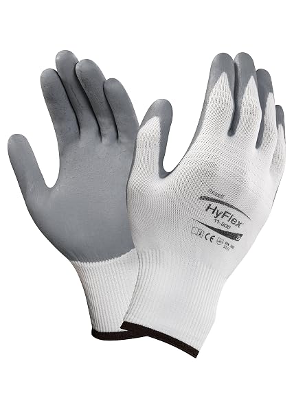 Ansell HyFlex 11-800 Nylon Glove, Gray Foam Nitrile Coating, Knit Wrist Cuff, XX-Large, Size 11 (Pack of 12)