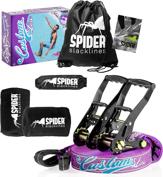 TKSA3 - Kit Slackline Custom for Beginners and Experienced Slackliners - Complete webbing Set - Length 25m with 2xRatchets