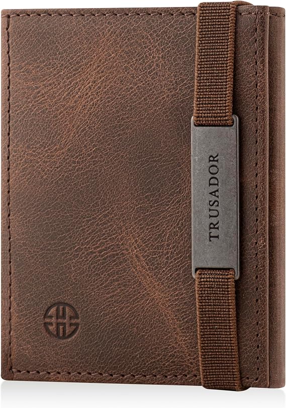 TRUSADOR Marseille Unisex Leather Wallet, Stylish Design with RFID Protection ID Window, Removable Mirror, Card, Coin and Cash Compartment