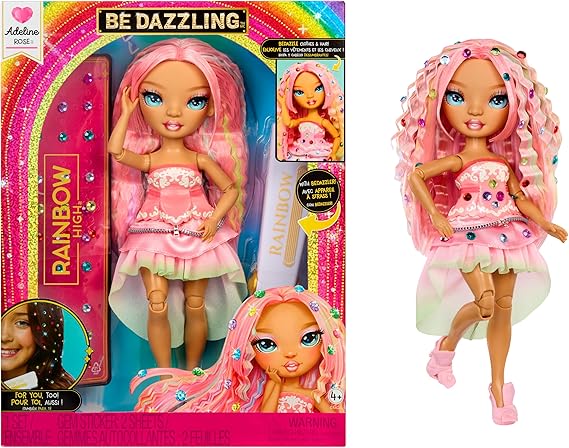 Rainbow High Be Dazzling - Adeline Rose - Pink 28cm Fashion Doll with Embellishment Tool Sparkling Gems and Styling Accessories