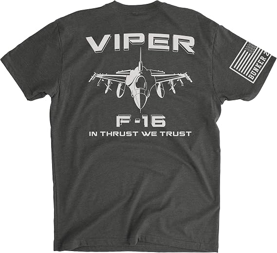 BUNKER 27 F-16 Fighting Falcon T-Shirt Aviation Graphic Tee Officially Licensed Lockheed Martin Apparel