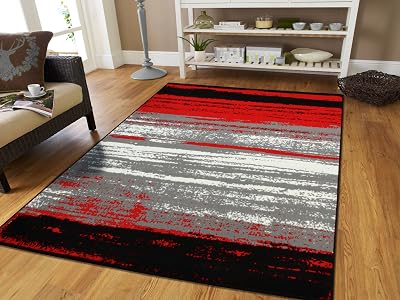 Red Contemporary Rugs for Living Room Bathroom Entery Carpet Reds Black Grey White 2x3 Carpets for Bedrooms Clearance, 2x3 Rug