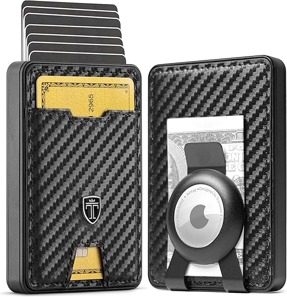 TRAVANDO Swype Slim Wallet for Men Metal RFID Blocking Mens Wallet Card Case (With AirTag* Pocket)