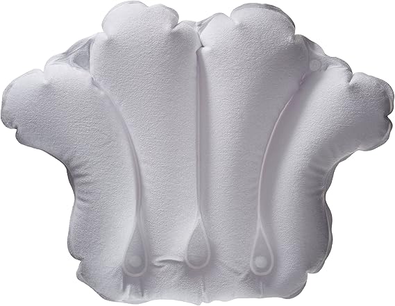 Inflatable Bath Pillow - Terry Cloth (White)