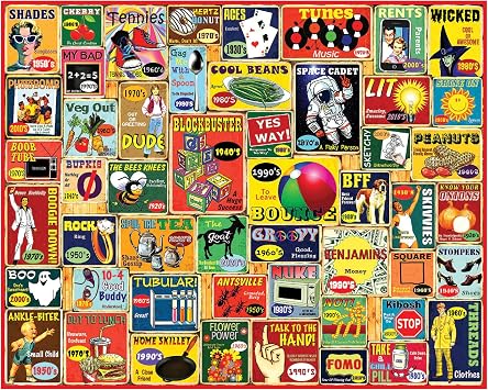 White Mountain 1000 Piece Jigsaw Puzzle Retro Phrases Collage Puzzles with Large Pieces for Adults and Family 24"x30" - Slang We Used