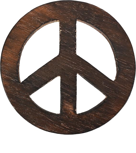 Incense Garden Altar Tile Wooden Carved Round - Single - 4 Inches (Peace)