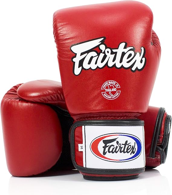 Fairtex Muay Thai Boxing Gloves. BGV1-BR Breathable Gloves. Training, Sparring Gloves for Boxing, Kick Boxing, MMA (Red, 10oz)