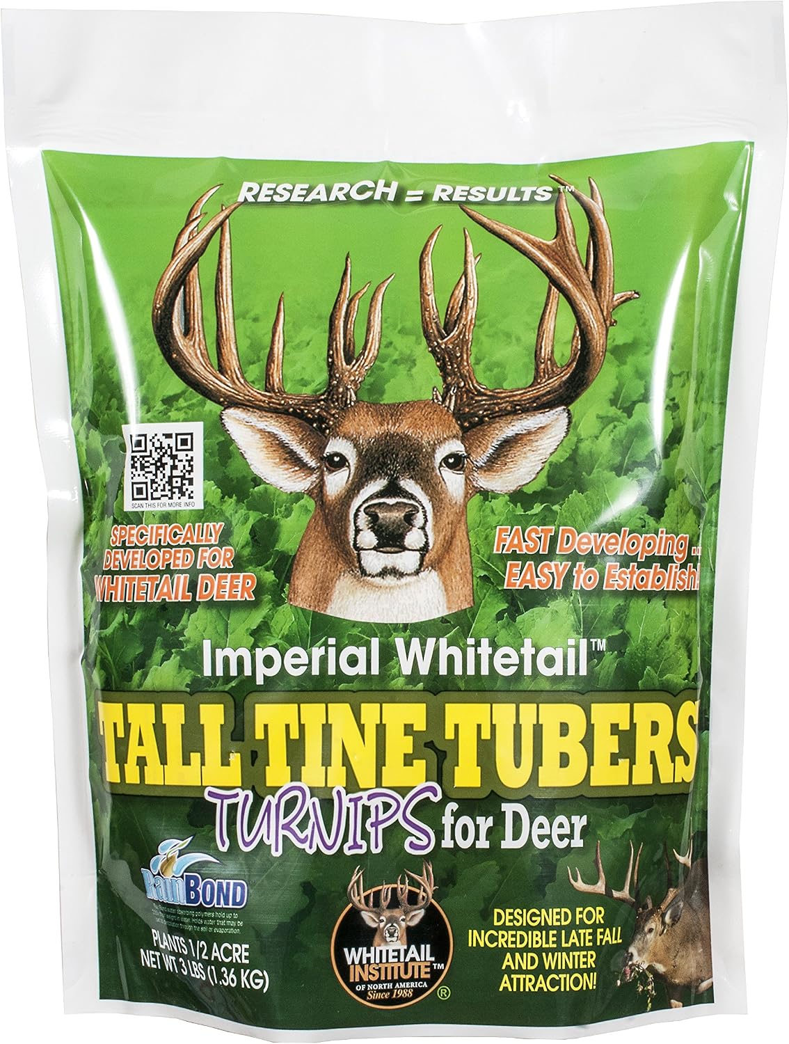Whitetail Institute Tall Tine Tubers Deer Food Plot Seed - Turnips Provide Two Food Sources to Attract and Hold Deer Throughout Fall and Winter