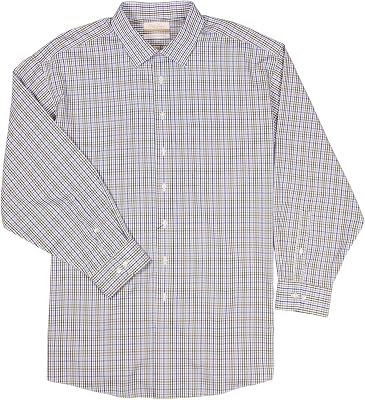 Gold Label Mens Big and Tall Wrinkle-Free Spread Collar Long Sleeve Dress Shirt with Pocket Non-Iron Shirts