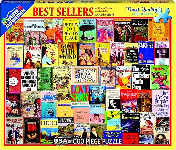 White Mountain 1000 Piece Jigsaw Puzzle Vintage Book Covers Collage Puzzles with Large Pieces Gift for Adults and Family 24"x30" - Best Sellers | Large Pieces, Gift for Adults and Family, 24"x30" in, Collage