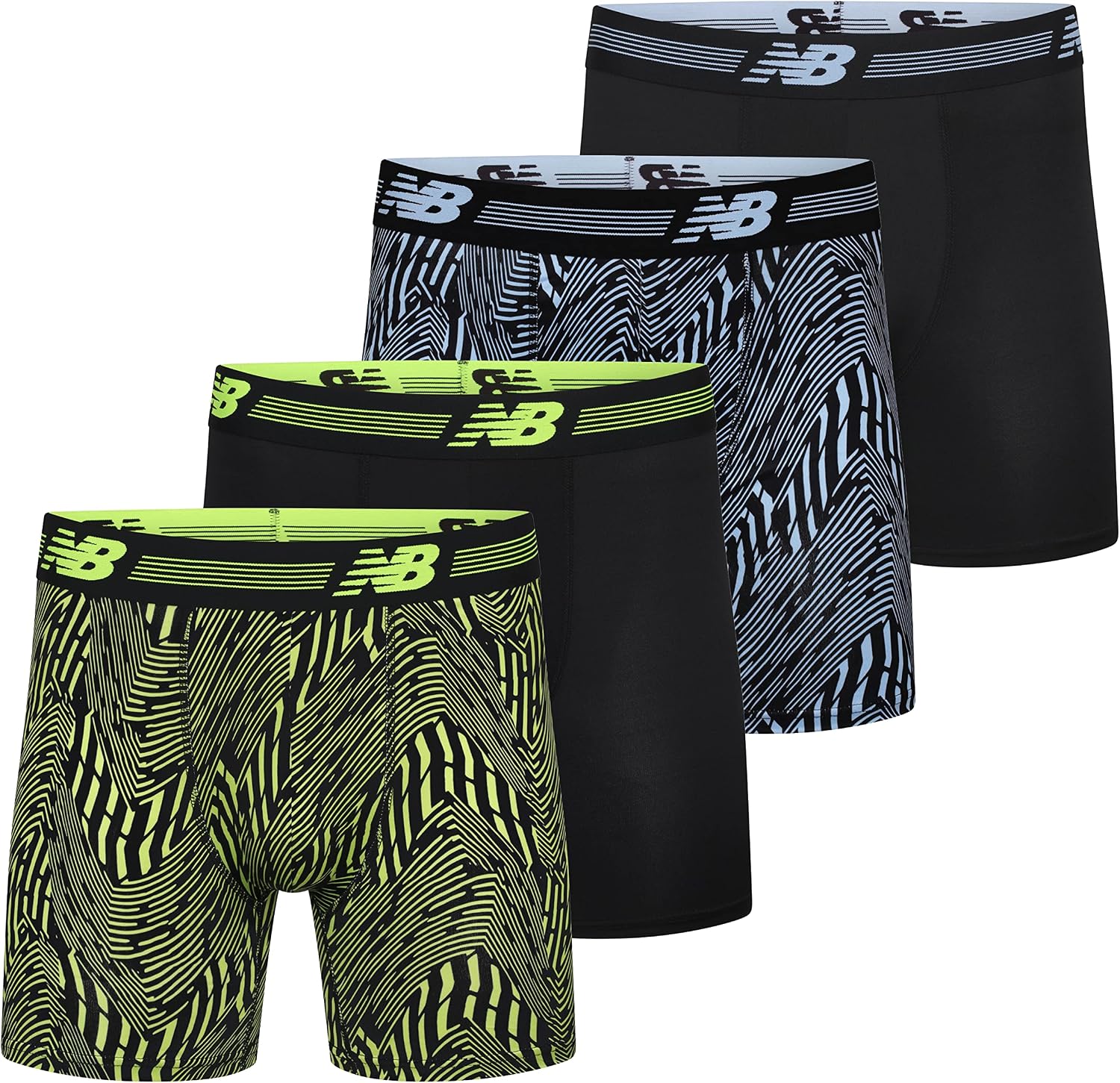 New Balance Men's Performance 6" No Fly Boxer Brief 4-pack Boxer Briefs pack of 4