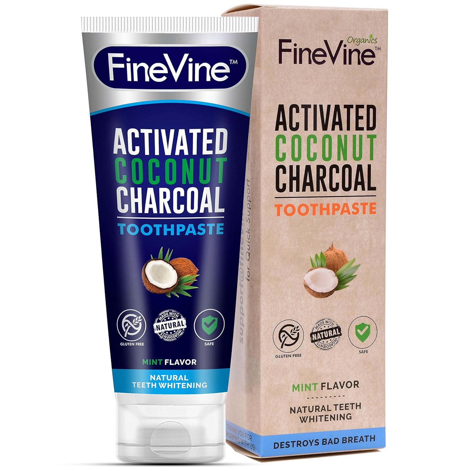 100% Natural Charcoal Teeth Whitening Toothpaste| Charcoal Toothpaste Made in USA| Acti-vated Charcoal Toothpaste for Healthy Gums & Pearly Whites| Organic Vegan Coconut Char-coal Toothpaste Whitening