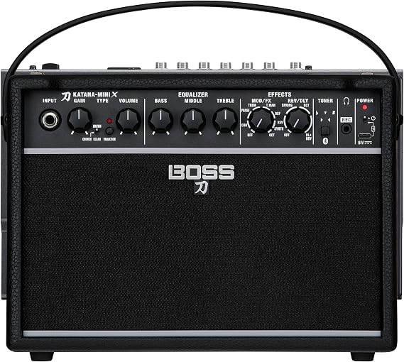 BOSS Katana-Mini X | Powerful 10-Watt Mini Amplifier for Electric, Acoustic & Bass | Tube Logic Design | Custom 5 Speaker | Versatile Sounds & Dual Effects | Bluetooth | Built-in Rechargeable Battery | Powerful 10 Watt Mini Amplifier for Electric. Acoustic and Bass, Tube Logic Design, Custom 5 Speaker, Bluetooth