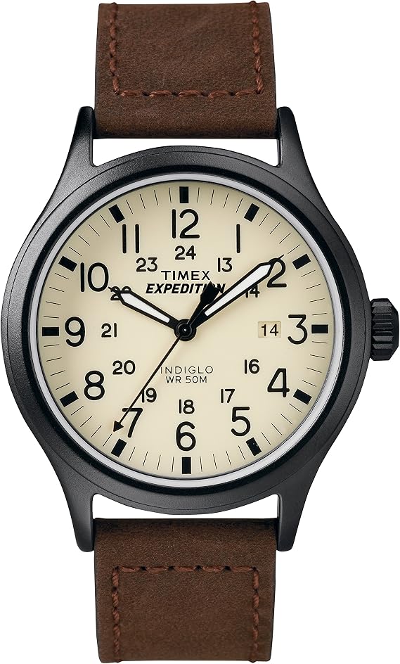 Timex T49963 Expedition Scout Metal Cream Dial Brown Strap T49963