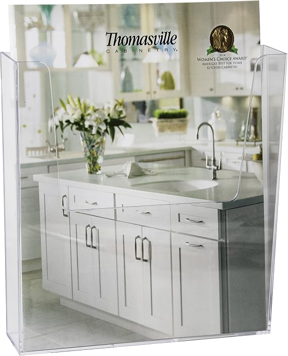 Clear-Ad - Acrylic Wall Mount Brochure Holder 8.5x11 - Plastic Hanging Flyer Holders - Adhesive or Wall Mounted File and Magazine Rack - Single Pocket Literature Display Box - LHW-M161 (Pack of 16)