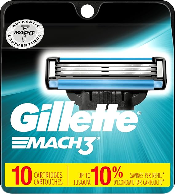 Gillette Mach3 Men's Razor Blades, 10 Blade Refills